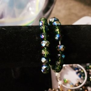 Green Crystal Stretch Bracelet